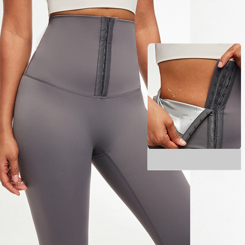 Hook Closure Metallic Yoga Pants Sport Leggings Women Naked Feel Anti Cellulite Workout Gym Athletic Leggings S-XL