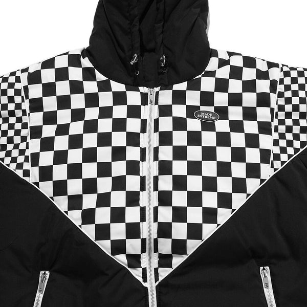Winter Jacket Men Plaid Print Zipper Pockets Hooded Padded Coat Couple High Street Casual All-match Warm Parkas Outwear