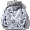 Parka Jacket Men Letter Tie Dye Print Zipper Sleeve Hooded Jackets Coat Winter Harajuku Hip Hop Warm Padded Outwear Men