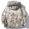 Parka Jacket Men Letter Tie Dye Print Zipper Sleeve Hooded Jackets Coat Winter Harajuku Hip Hop Warm Padded Outwear Men