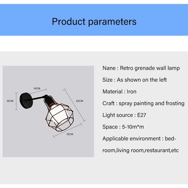 Retro Industrial style LED wall lamp American rural restaurant lighting indoor bedroom living room aisle corridor light Fixture