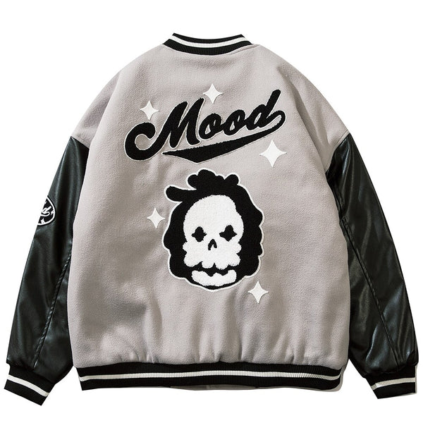 Jacket Men Furry Letter Star Leather Oversized Bomber Coats Couple All-match College Style High Street Baseball Outwear