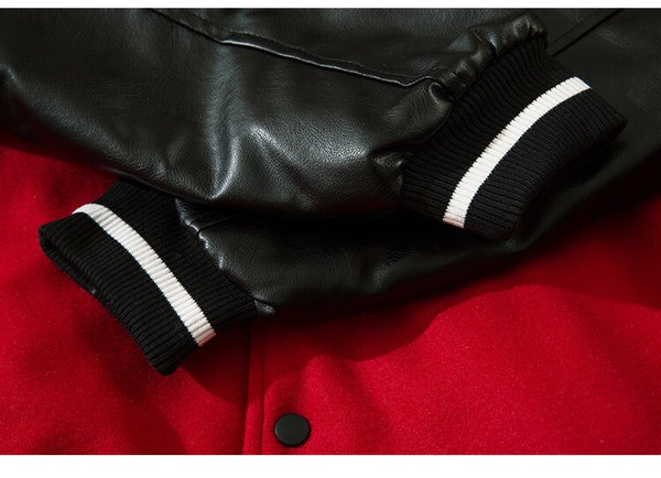 Jacket Men Furry Letter Star Leather Oversized Bomber Coats Couple All-match College Style High Street Baseball Outwear