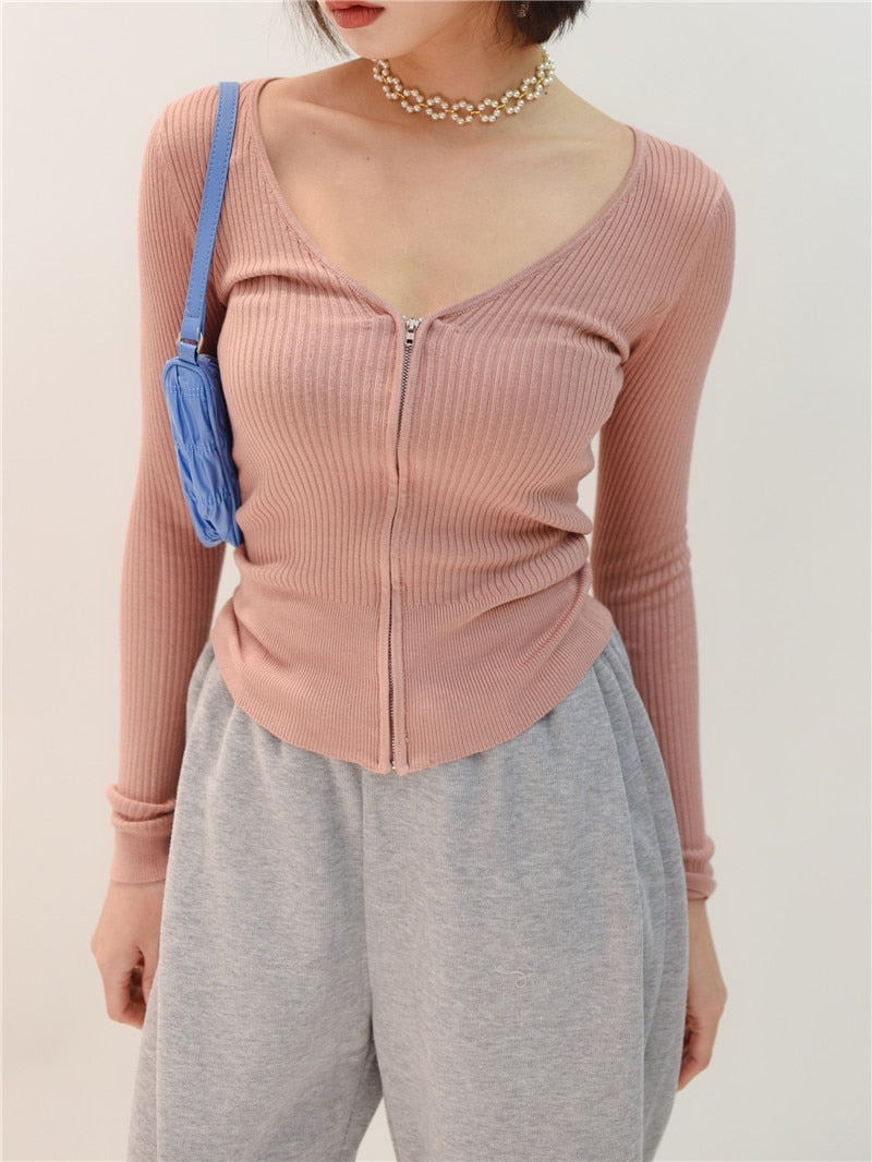 High Quality Super Soft Cardigan Women Knit Jacket Zippers Short Coat Sweater Fashion Women Slim Sun Protection Knitwear