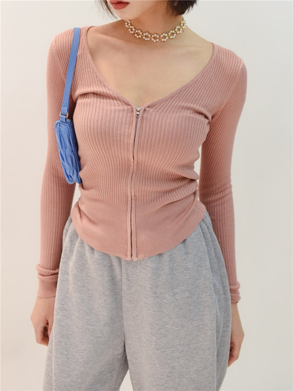 High Quality Super Soft Cardigan Women Knit Jacket Zippers Short Coat Sweater Fashion Women Slim Sun Protection Knitwear