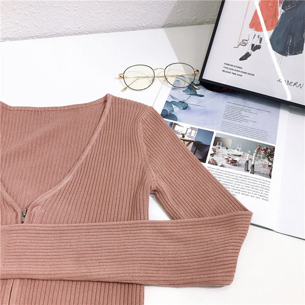 High Quality Super Soft Cardigan Women Knit Jacket Zippers Short Coat Sweater Fashion Women Slim Sun Protection Knitwear