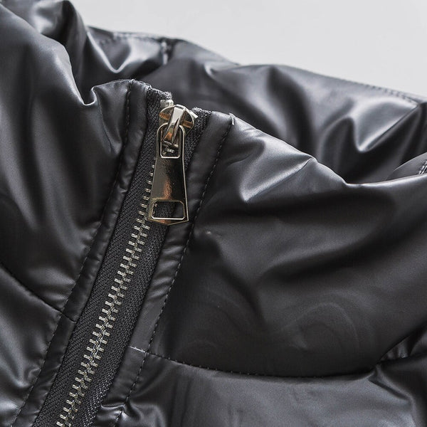 Winter Jacket Men Heart Embossing Solid Color Zipper Black Parkas Baggy Simple Fashion Cool Warm Cozy Padded Streetwear