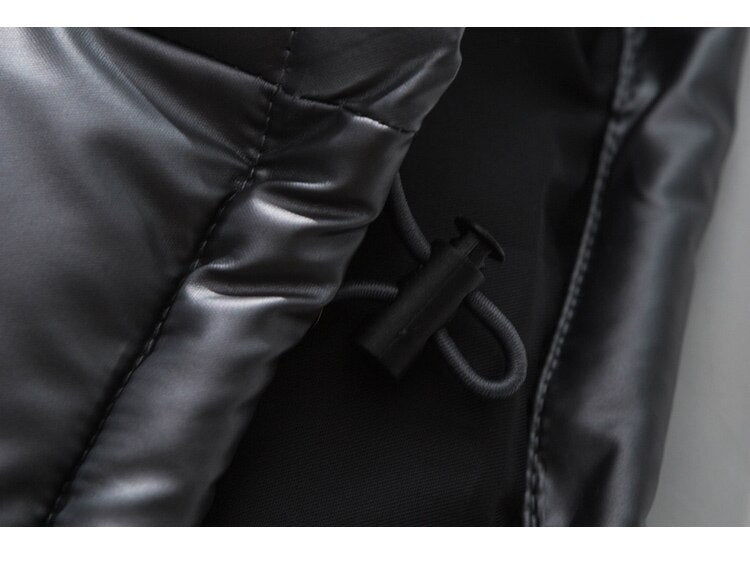 Winter Jacket Men Heart Embossing Solid Color Zipper Black Parkas Baggy Simple Fashion Cool Warm Cozy Padded Streetwear