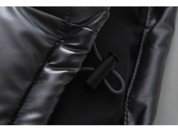 Winter Jacket Men Heart Embossing Solid Color Zipper Black Parkas Baggy Simple Fashion Cool Warm Cozy Padded Streetwear