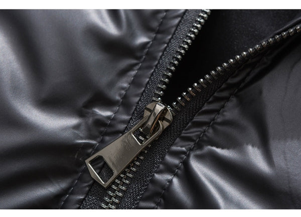 Winter Jacket Men Heart Embossing Solid Color Zipper Black Parkas Baggy Simple Fashion Cool Warm Cozy Padded Streetwear