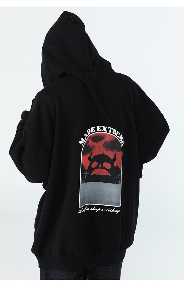 Hoodie Men Cute Funny Animal Letter Print Fleece Pullover Couple College Style Baggy Fashion Harajuku Streetwear Autumn