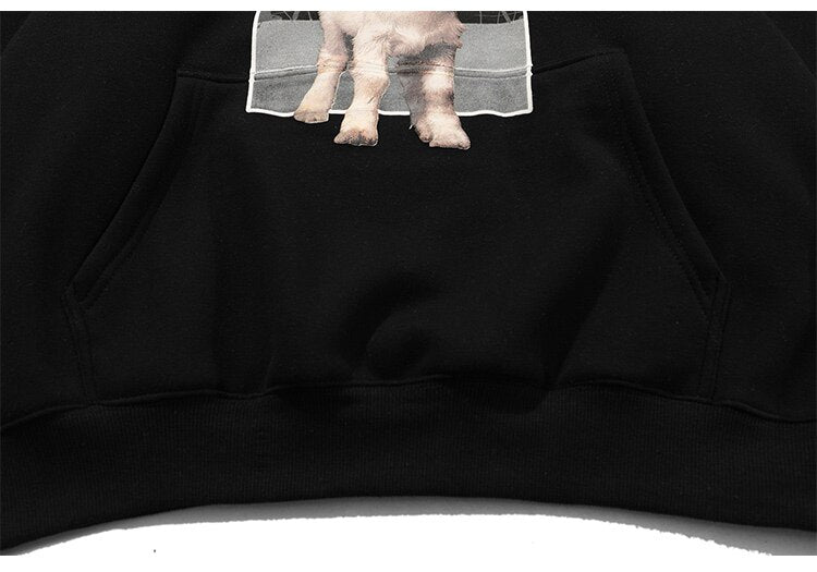 Hoodie Men Cute Funny Animal Letter Print Fleece Pullover Couple College Style Baggy Fashion Harajuku Streetwear Autumn