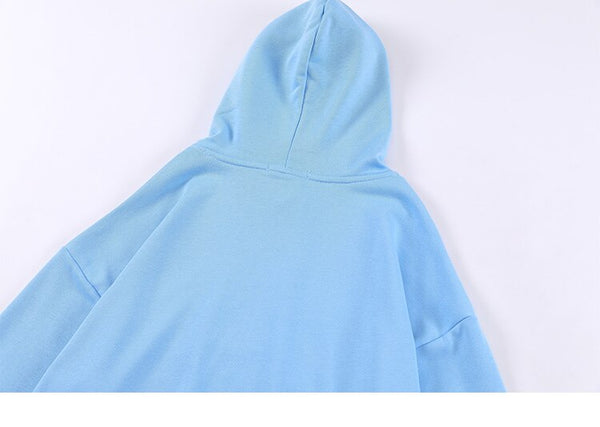 Hoodie Men Colorful Letter Embroidery Cute Bear Hooded Pullover Men Harajuku College Style Sweatshirt Couple Streetwear