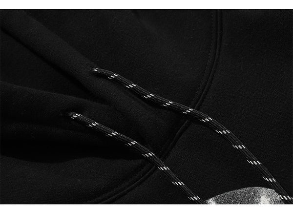 Hoodies Men Scary Skeleton Bone Print Plus Velvet Pullover Couple Oversize Gothic Diablo Style Punk Harajuku Streetwear