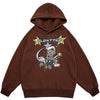 Hoodie Men Cartoon Comics Repairman Star-shaped Print Pullovers Couple Harajuku Fashion Varsity Casual Loose Streetwear