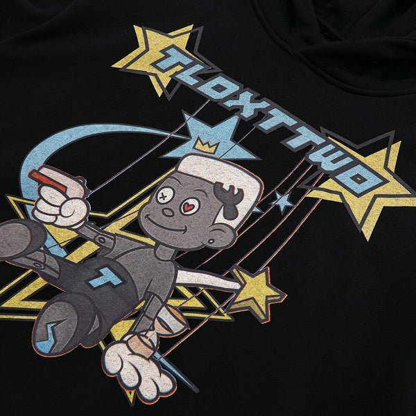 Hoodie Men Cartoon Comics Repairman Star-shaped Print Pullovers Couple Harajuku Fashion Varsity Casual Loose Streetwear