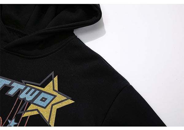 Hoodie Men Cartoon Comics Repairman Star-shaped Print Pullovers Couple Harajuku Fashion Varsity Casual Loose Streetwear