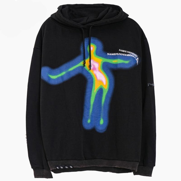 Hoodie Men Cartoon Comics Graffiti Letter Print Pullover Couple Hipster Punk Harajuku High Street Loose Tops Streetwear