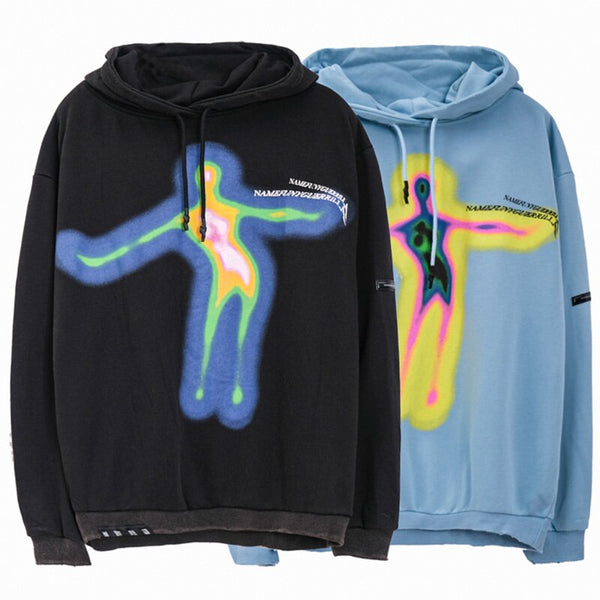 Hoodie Men Cartoon Comics Graffiti Letter Print Pullover Couple Hipster Punk Harajuku High Street Loose Tops Streetwear