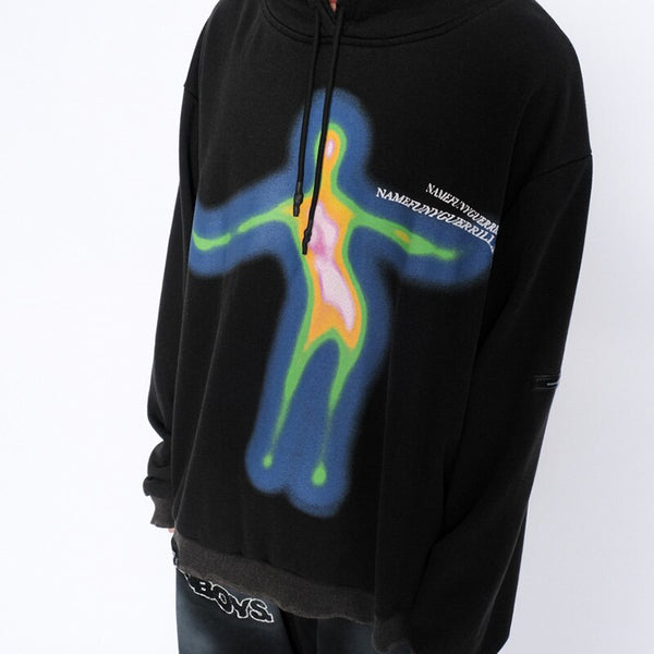 Hoodie Men Cartoon Comics Graffiti Letter Print Pullover Couple Hipster Punk Harajuku High Street Loose Tops Streetwear