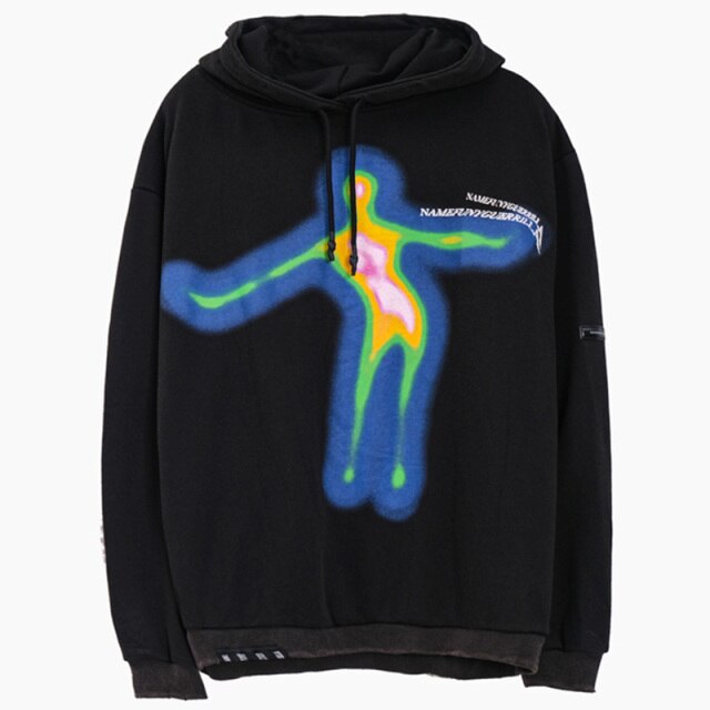 Hoodie Men Cartoon Comics Graffiti Letter Print Pullover Couple Hipster Punk Harajuku High Street Loose Tops Streetwear
