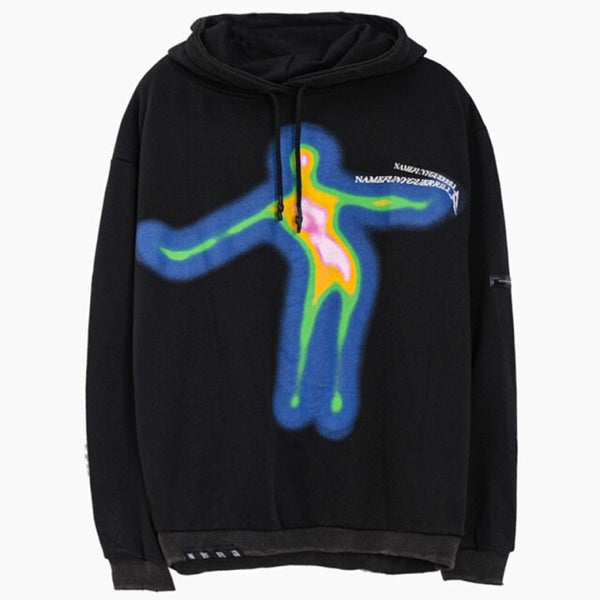 Hoodie Men Cartoon Comics Graffiti Letter Print Pullover Couple Hipster Punk Harajuku High Street Loose Tops Streetwear