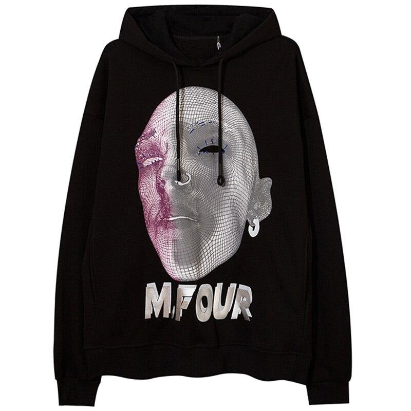 Hoodie Men Abstract Graphics Printed Fleece Pullovers Sweatshirt Couple Hipster Cool High Street Hooded Tops Streetwear