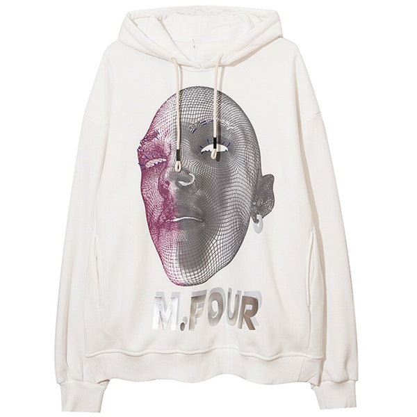 Hoodie Men Abstract Graphics Printed Fleece Pullovers Sweatshirt Couple Hipster Cool High Street Hooded Tops Streetwear