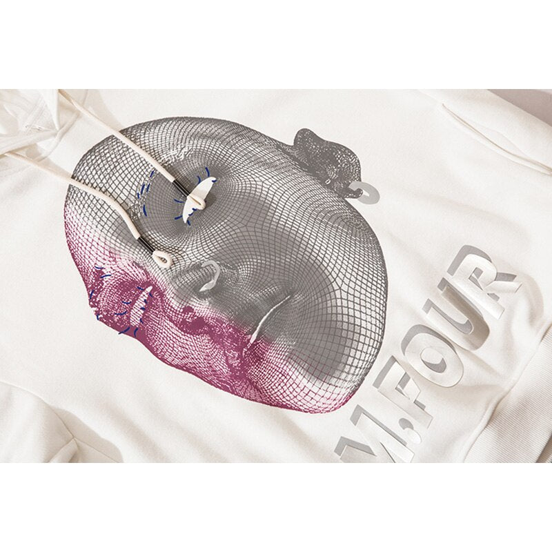 Hoodie Men Abstract Graphics Printed Fleece Pullovers Sweatshirt Couple Hipster Cool High Street Hooded Tops Streetwear