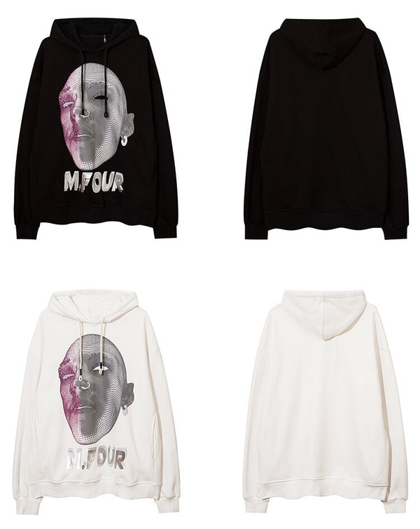 Hoodie Men Abstract Graphics Printed Fleece Pullovers Sweatshirt Couple Hipster Cool High Street Hooded Tops Streetwear