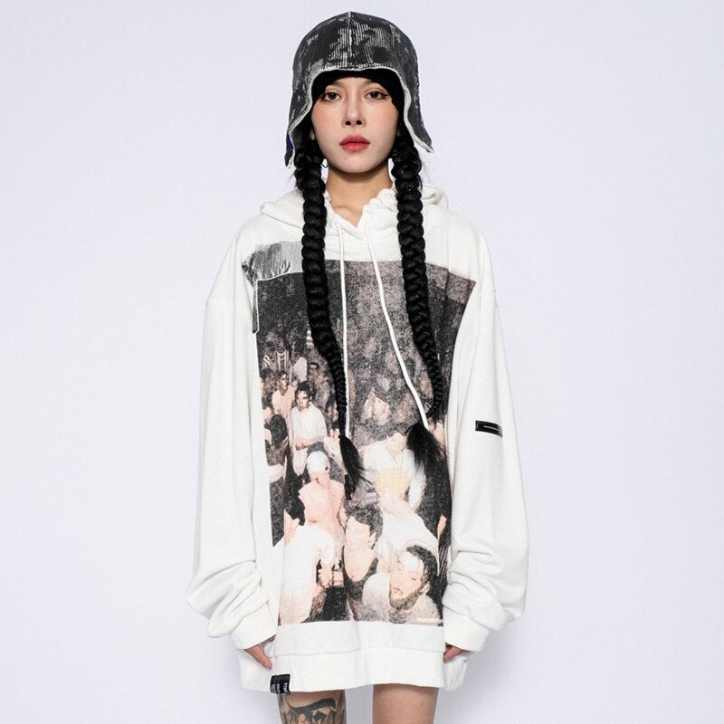 Hoodie Men Hip Hop Boys Hooded Tops Harajuku Hipster High Street Sweatshirt Couple Casual Oversized All-match Pullovers