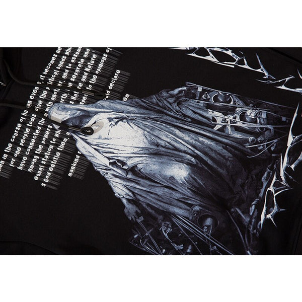 Hoodie Men Movie Illustration Fleece Hooded Tops Harajuku Hipster Folk-custom Couple Casual Oversize All-match Pullover