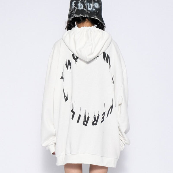 Hoodie Men Rock Gothic Girl Punk Letter Hooded Tops Hip Hop Harajuku Hipster Couple Casual Oversized All-match Pullover