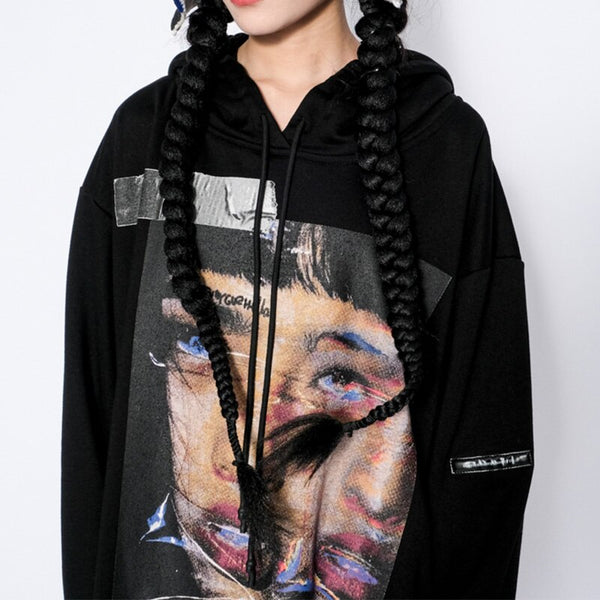 Hoodie Men Rock Gothic Girl Punk Letter Hooded Tops Hip Hop Harajuku Hipster Couple Casual Oversized All-match Pullover