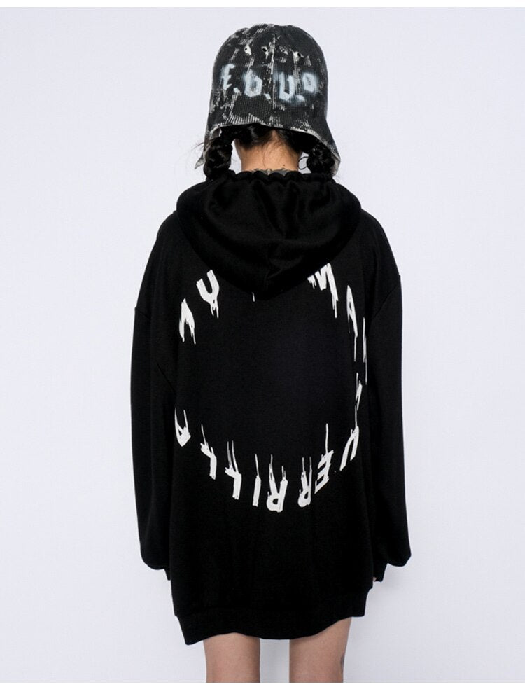 Hoodie Men Rock Gothic Girl Punk Letter Hooded Tops Hip Hop Harajuku Hipster Couple Casual Oversized All-match Pullover