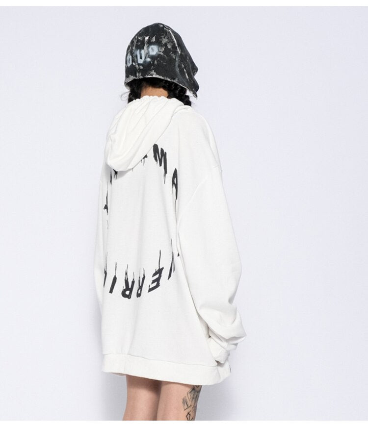 Hoodie Men Rock Gothic Girl Punk Letter Hooded Tops Hip Hop Harajuku Hipster Couple Casual Oversized All-match Pullover