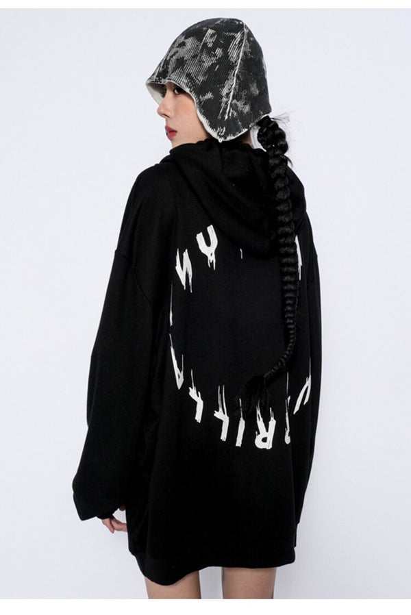 Hoodie Men Rock Gothic Girl Punk Letter Hooded Tops Hip Hop Harajuku Hipster Couple Casual Oversized All-match Pullover
