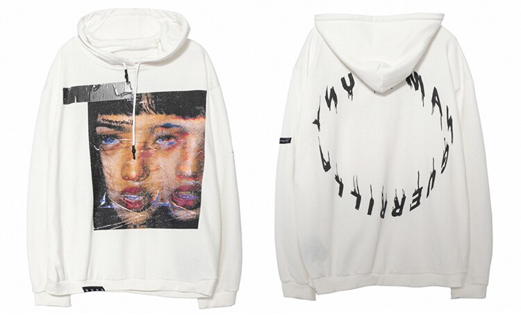 Hoodie Men Rock Gothic Girl Punk Letter Hooded Tops Hip Hop Harajuku Hipster Couple Casual Oversized All-match Pullover