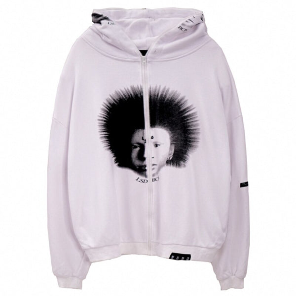 Hoodies Men Gothic Punk Boy Zipper Outwear Rock Cool Hipster Coats Casual Harajuku Hip Hop Oversized Couple Streetwear