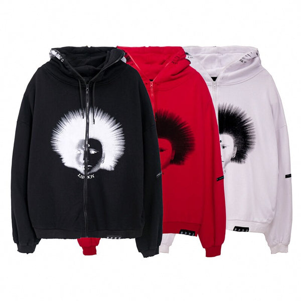 Hoodies Men Gothic Punk Boy Zipper Outwear Rock Cool Hipster Coats Casual Harajuku Hip Hop Oversized Couple Streetwear