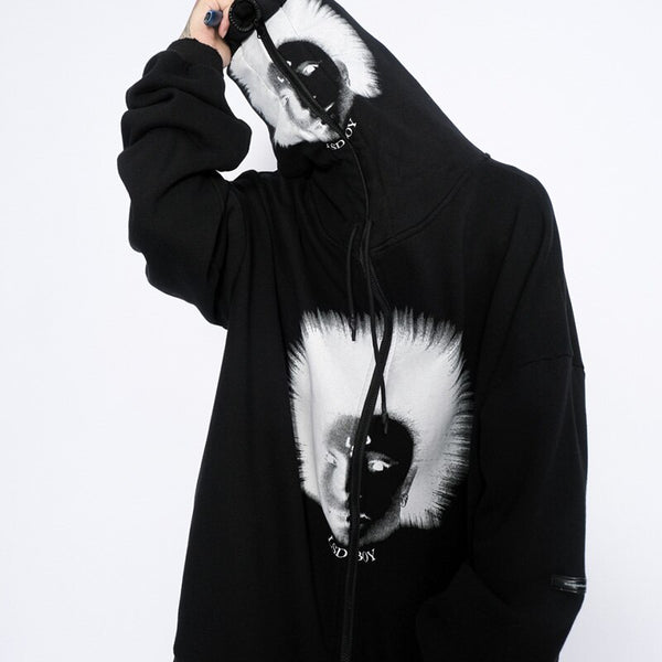 Hoodies Men Gothic Punk Boy Zipper Outwear Rock Cool Hipster Coats Casual Harajuku Hip Hop Oversized Couple Streetwear