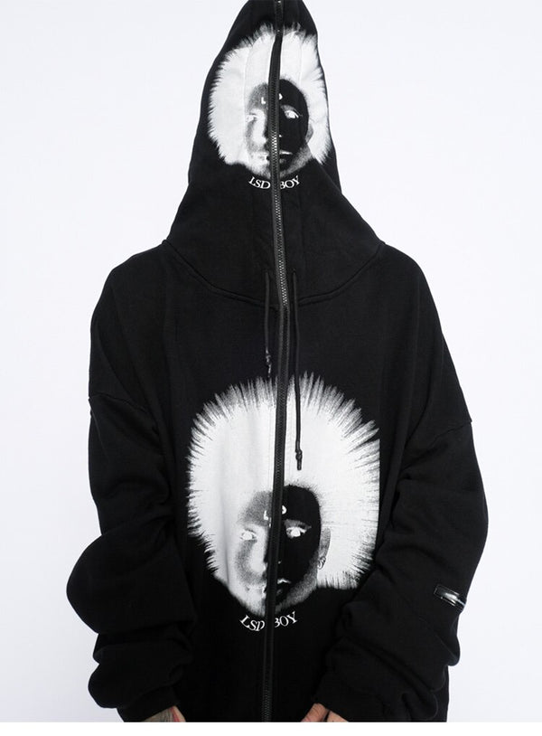 Hoodies Men Gothic Punk Boy Zipper Outwear Rock Cool Hipster Coats Casual Harajuku Hip Hop Oversized Couple Streetwear