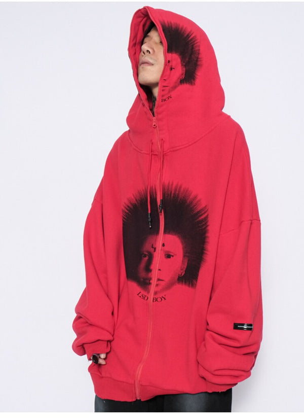 Hoodies Men Gothic Punk Boy Zipper Outwear Rock Cool Hipster Coats Casual Harajuku Hip Hop Oversized Couple Streetwear