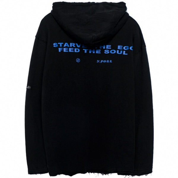 Hoodies Men Horror Illustration Letter Print Ripped Pullover Couple Baggy Cozy Hooded Tops Soft Warm Hipster Streetwear