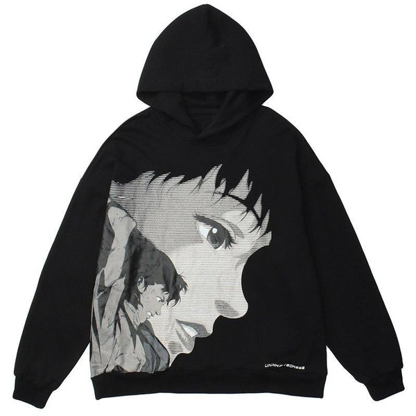 Hoodie Men Japanese Comics Anime Portrait Print Oversize Sweatshirts Autumn Hooded Harajuku High Street Pullover Couple