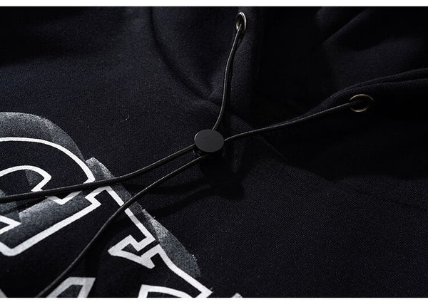 Hoodie Men Gothic Letter Comics Print Fleece Warm Pullover Couple Hipster Punk Cool High Street Hooded Tops Streetwear