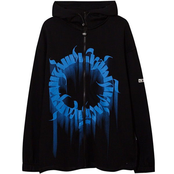 Hoodie Men Inkjet Letter Retro Portrait Print Pullovers High Street All-match Casual Coats Baggy Cozy Couple Streetwear