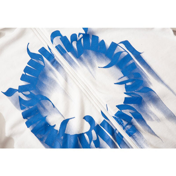 Hoodie Men Inkjet Letter Retro Portrait Print Pullovers High Street All-match Casual Coats Baggy Cozy Couple Streetwear