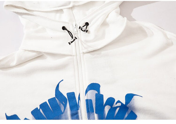 Hoodie Men Inkjet Letter Retro Portrait Print Pullovers High Street All-match Casual Coats Baggy Cozy Couple Streetwear