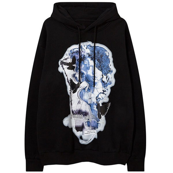 Hoodie Men Statue Harajuku Letter Fleece Pullover College Style All-match Casual Cozy Fashion Hipster Streetwear Couple